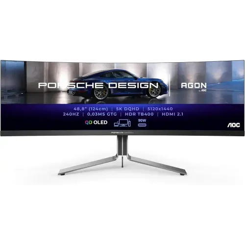 AOC AGON PRO PD49 PORSCHE DESIGN 49" 240Hz 0.3ms 5K DUAL-QHD QD-OLED Gaming Curved Monitor